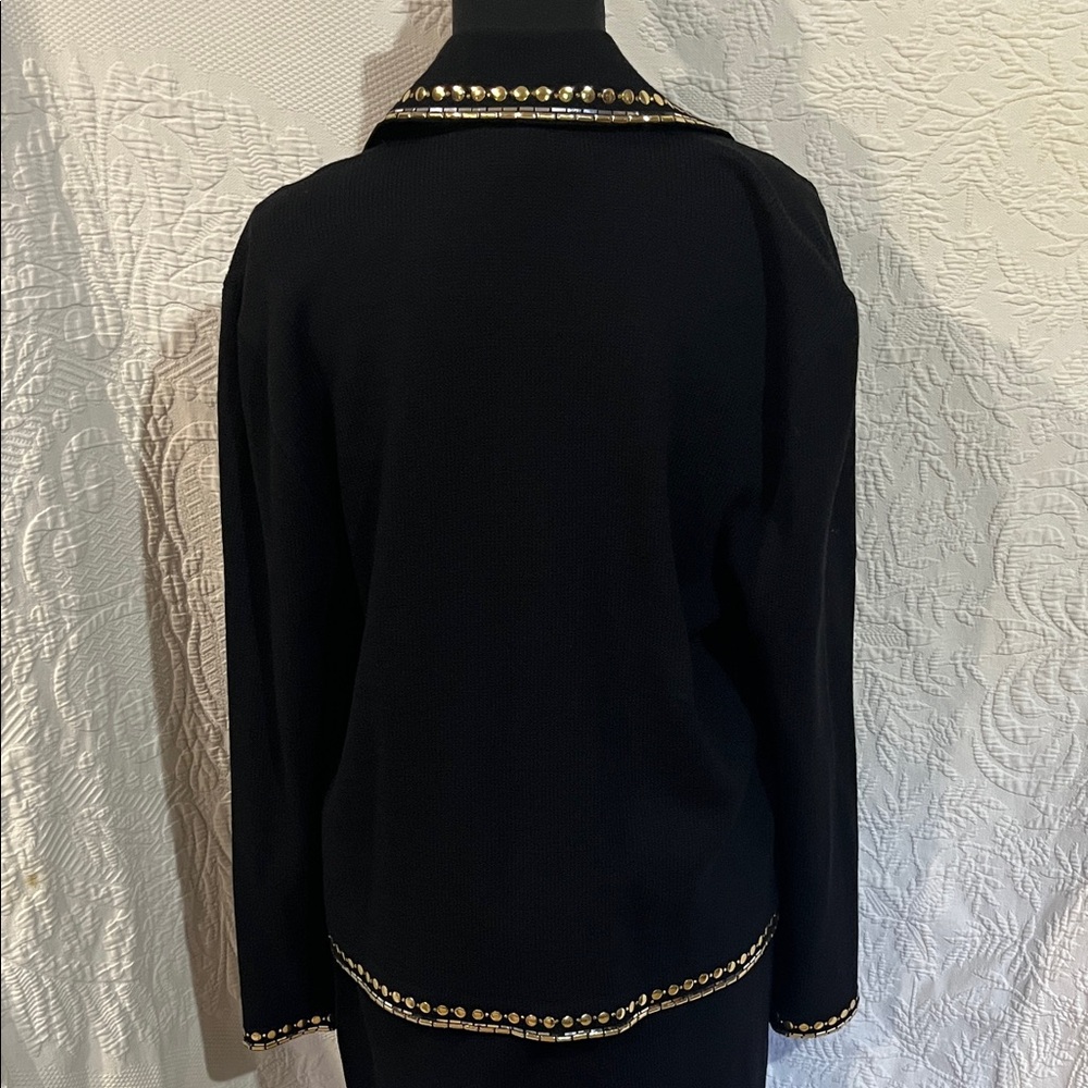 St. John Evening Black Skirt Set with Gold Accents,‎ size 10 - Picture 9 of 16